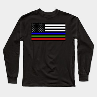 American Flag Thin Blue Green Red Line Long Sleeve T-Shirt